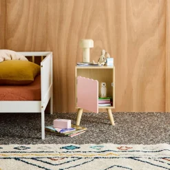Children's bedside table, wood decor, 1 door