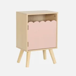 Children's bedside table, wood decor, 1 door