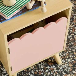 Children's bedside table, wood decor, 1 door