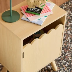 Children's bedside table, wood decor, 1 door