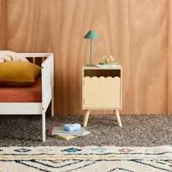 Children's bedside table, wood decor, 1 door