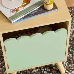 Children's bedside table, wood decor, 1 door