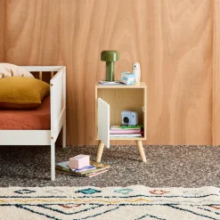 Children's bedside table, wood decor, 1 door