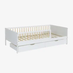Children's bed 90 x 190 cm natural pine with slatted base and 2 drawers