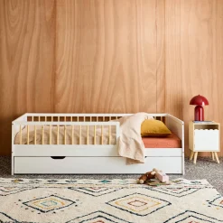 Children's bed 90 x 190 cm natural pine with slatted base and  drawer