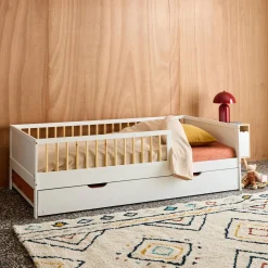Children's bed 90 x 190 cm natural pine with slatted base and  drawer