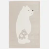 Children's beige rug, teddy bear print