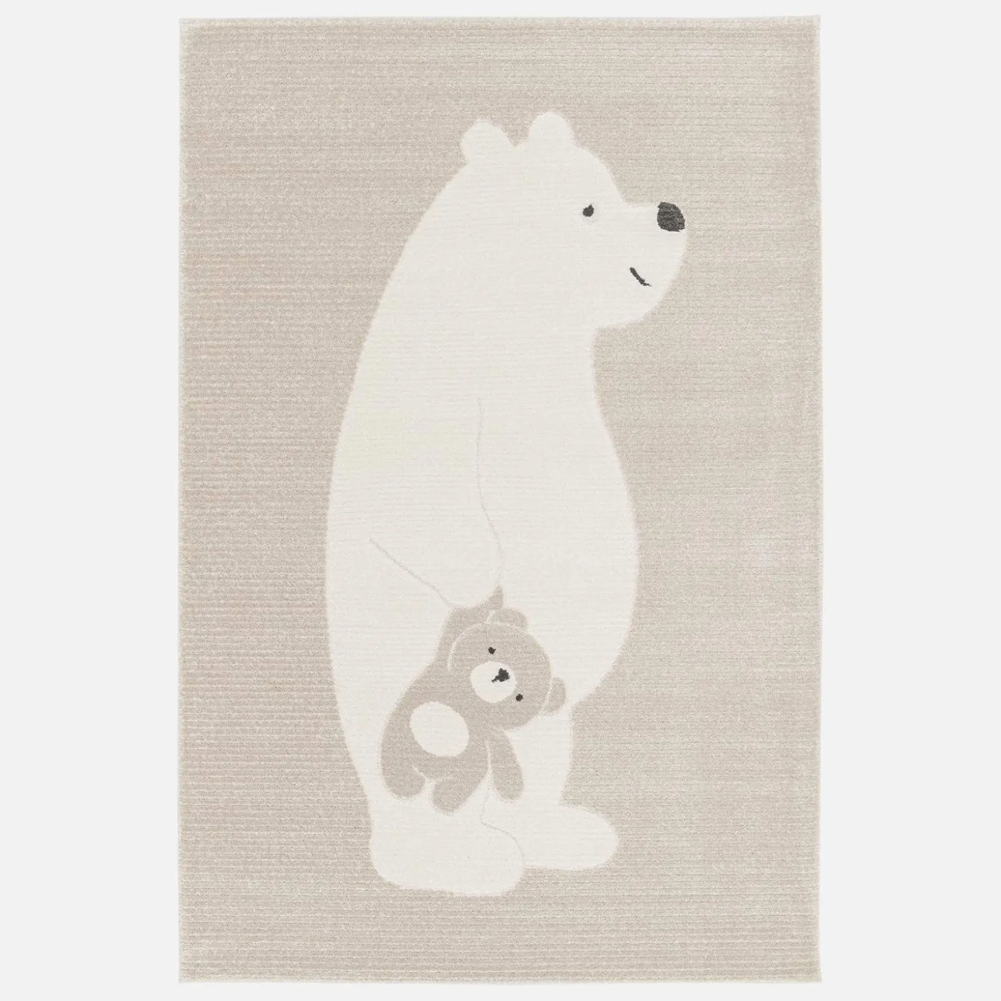 Children's beige rug, teddy bear print