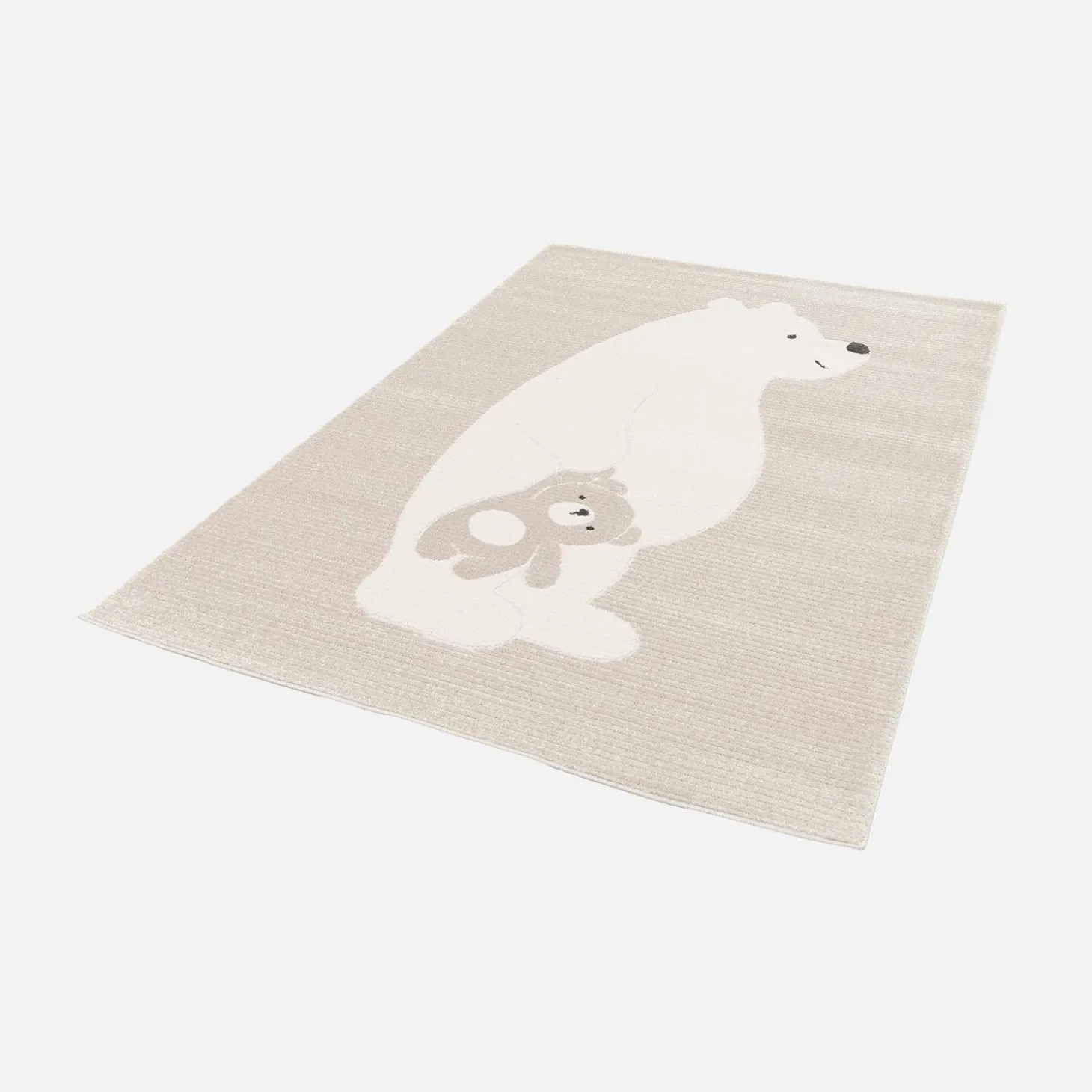 Children's beige rug, teddy bear print