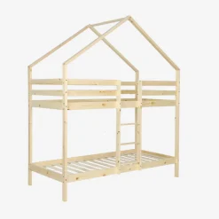 Children's bunk bed cabin natural pine 90 x 190 cm
