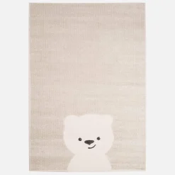 Children's cream rug, little teddy bear print