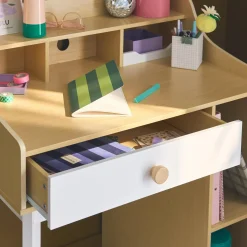 Children's desk with drawer and shelves