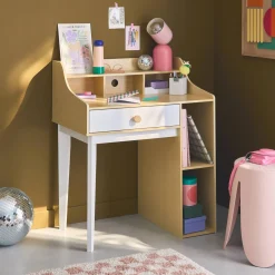 Children's desk with drawer and shelves