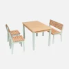 Children's garden table in acacia wood + 1 bench + 2 chairs