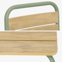 Children's garden table with steel and wood decor + 4 chairs