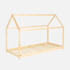 Children's hut bed in natural pine, bed base included