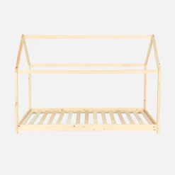 Children's hut bed in natural pine, bed base included
