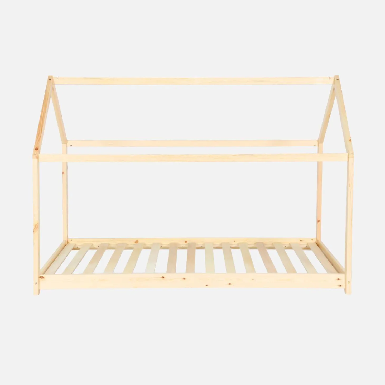 Children's hut bed in natural pine, bed base included