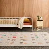 Children's indoor rug beige with French alphabet print