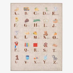 Children's indoor rug beige with French alphabet print