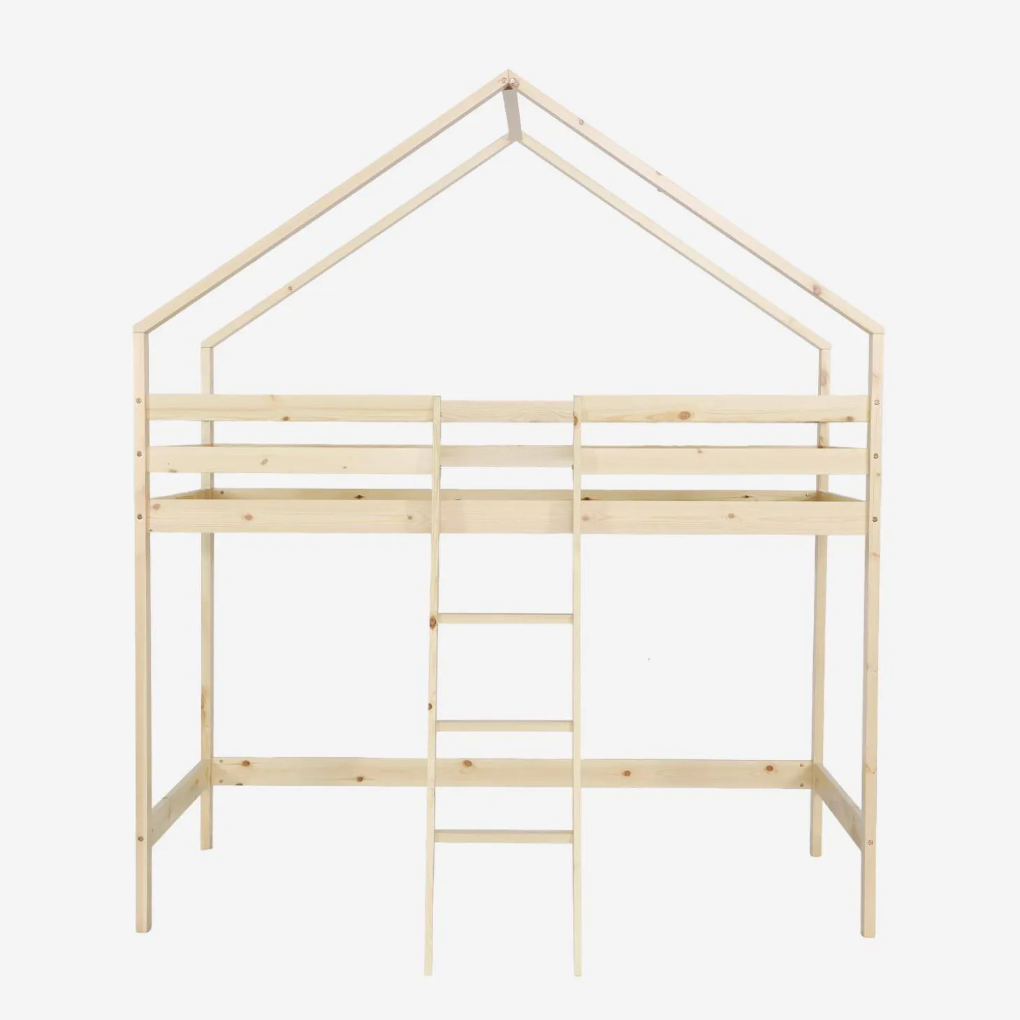 Children's loft bed cabin natural pine 90 x 190 cm