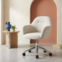 Children's office chair height adjustable with castors and chenille fabric