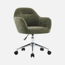 Children's office chair height adjustable with castors and chenille fabric
