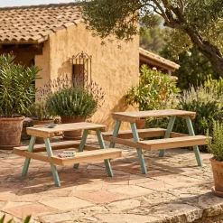 Children's picnic table, garden set in acacia wood 4-seater