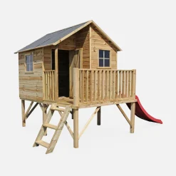 Children's pine wood cabin on stilts 3.8m²