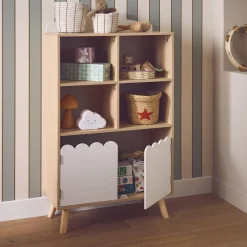 Children's pine wood library 2 doors 4 shelves