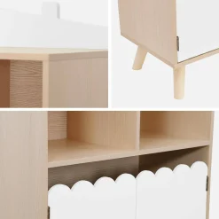 Children's pine wood library 2 doors 4 shelves