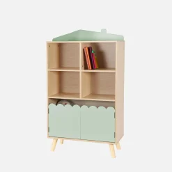 Children's pine wood library 2 doors 4 shelves