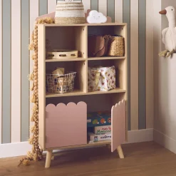 Children's pine wood library 2 doors 4 shelves