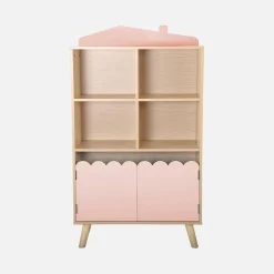 Children's pine wood library 2 doors 4 shelves