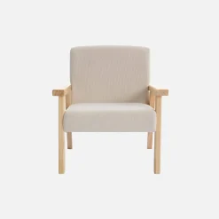 Children's scandi-style armchair, corduroy and rubberwood