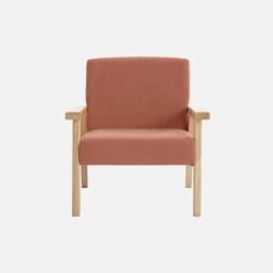 Children's scandi-style armchair, corduroy and rubberwood