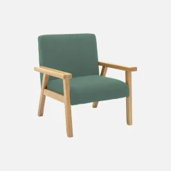 Children's scandi-style armchair, corduroy and rubberwood