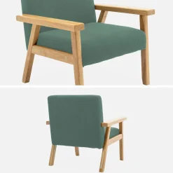 Children's scandi-style armchair, corduroy and rubberwood