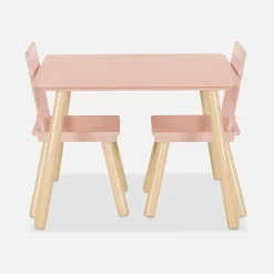 Children's square table with 2 chairs pine legs