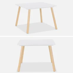 Children's square table with 2 chairs pine legs