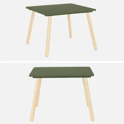 Children's square table with 2 chairs pine legs