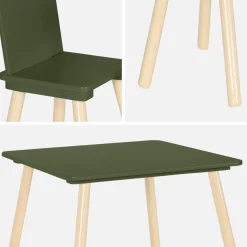 Children's square table with 2 chairs pine legs