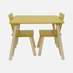 Children's square table with 2 chairs pine legs
