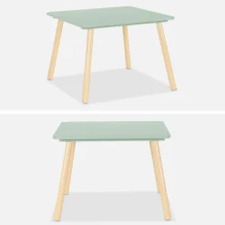 Children's square table with 2 chairs pine legs