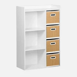 Children's storage unit with 4 plant fibre baskets