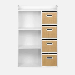 Children's storage unit with 4 plant fibre baskets