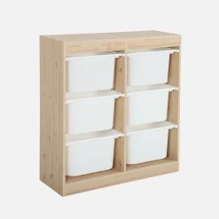 Children's storage unit with 6 storage bins