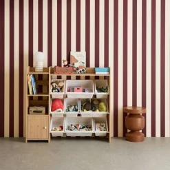 Children's storage unit with 9 storage boxes, 4 shelves, 1 door