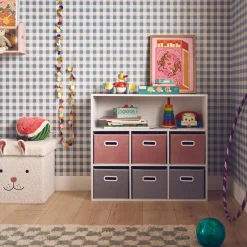 Children's storage unit with 6 velvet baskets
