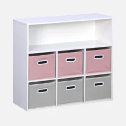 Children's storage unit with 6 velvet baskets